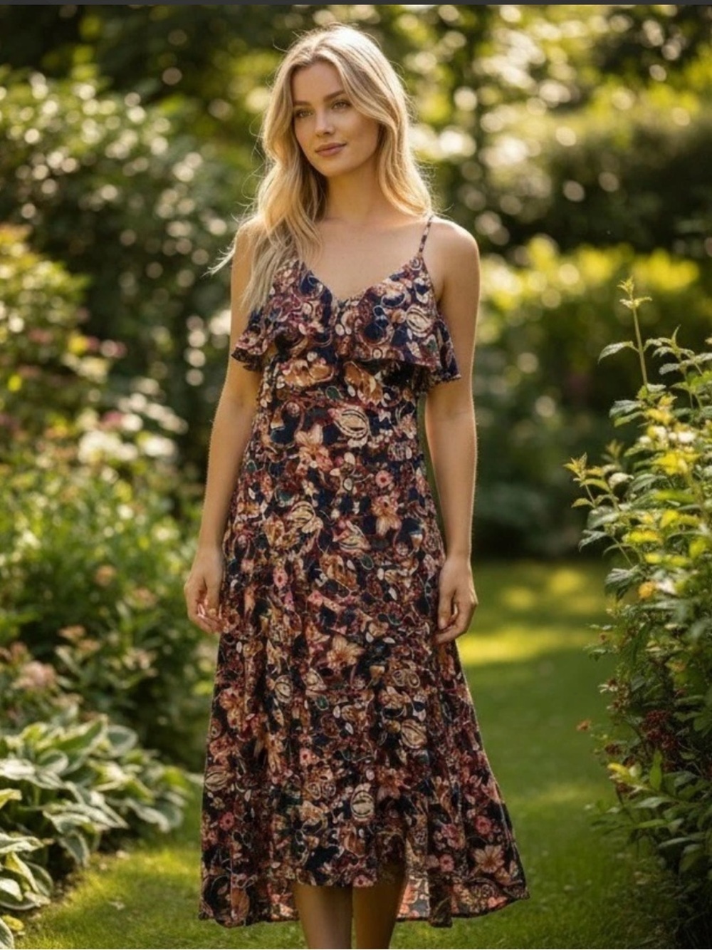 A.L.C. Penelope Silk Floral Dress in Navy